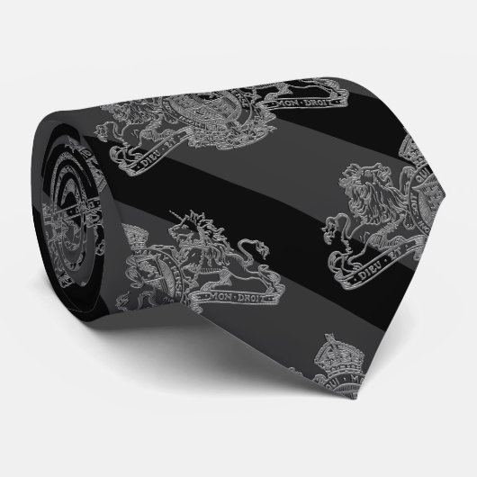 Cravate Emblème noir Tuxedo Stripe Argent (Roulé)