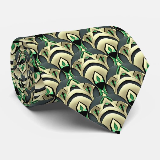 Cravate Emerald & Gold Art Déco (Roulé)