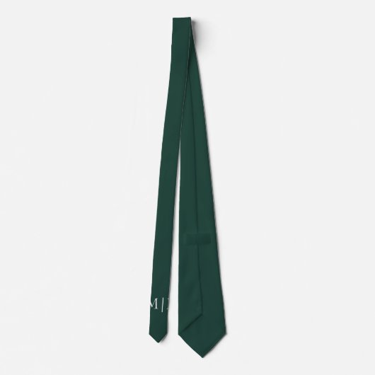 Cravate Emerald Green et White | Monogramme moderne (Dos)