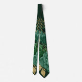 Cravate Emerald Green Gold Botanical Floral Mariage Groom (Dos)