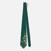 Cravate Emerald Green & Gold Peony Moderne Floral Mariage (Devant)