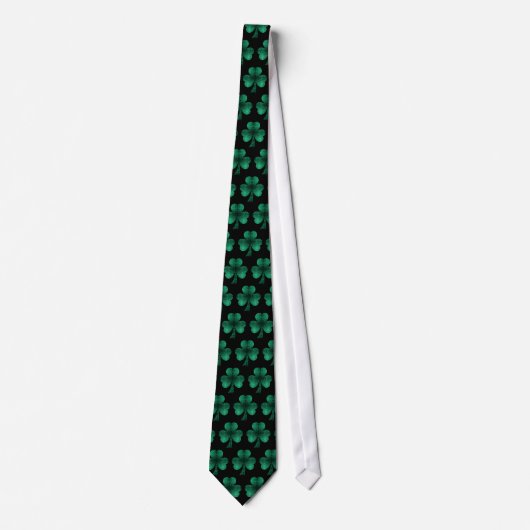 Cravate Emerald Green Sparkles Shamrock motif noir (Devant)