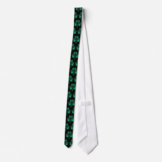 Cravate Emerald Green Sparkles Shamrock motif noir (Dos)