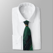 Cravate Émeraude moderne Vert et Or Agate Hommes (Attaché)