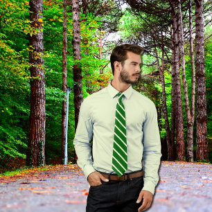 Cravate Émeraude profonde et ivoire - bandes diagonales