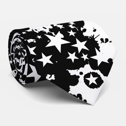Cravate Emo B&W Star Paint (Roulé)