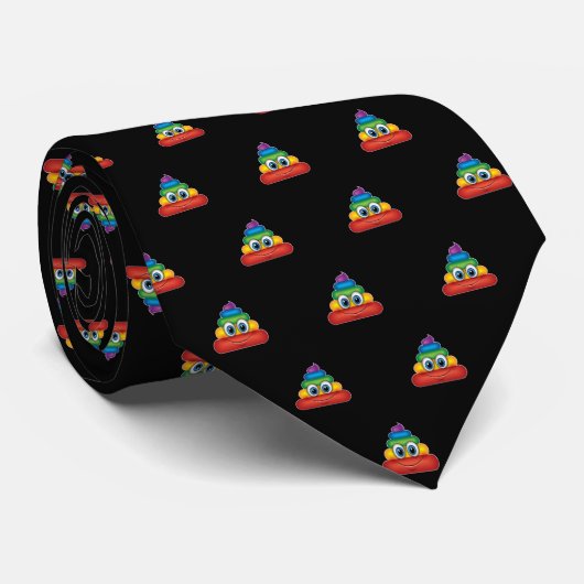 Cravate Emoji de caca arc-en-ciel moderne (Roulé)