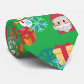 Cravate emoji de Noël vert (Roulé)