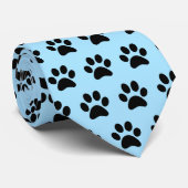 Cravate Empreinte de chien bleu et noir (Roulé)