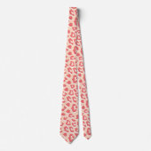 Cravate Empreinte de léopard blanc corail (Devant)