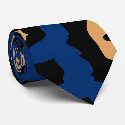 Cravate Empreinte de léopard bleu (Roulé)