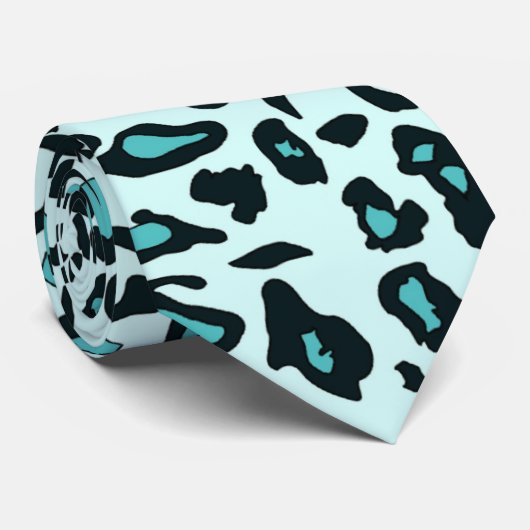 Cravate Empreinte de léopard bleu (Roulé)