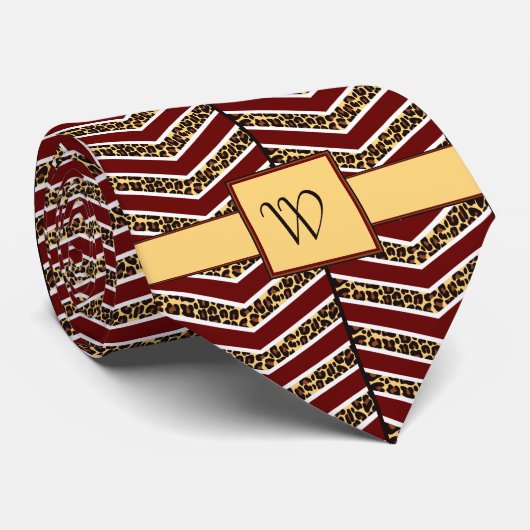 Cravate Empreinte de léopard Chevron (Roulé)