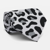 Cravate Empreinte de léopard Gris Neige Groomsmen Punk Mar (Roulé)