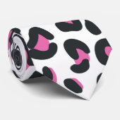 Cravate Empreinte de léopard noir et rose (Roulé)