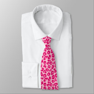 Cravate Empreinte de léopard Pastel Pink, Hot Pink et Fuch