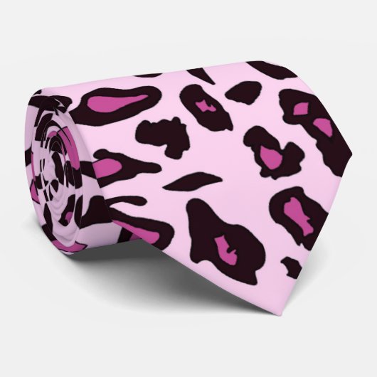 Cravate Empreinte de léopard rose (Roulé)