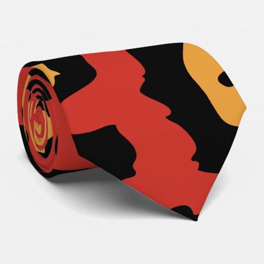 Cravate Empreinte de léopard rouge (Roulé)