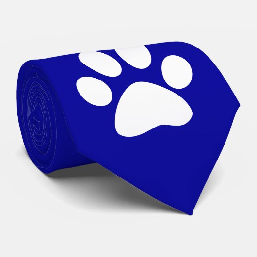 Cravate Empreinte de patte bleu (Roulé)