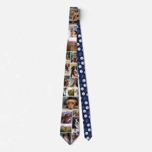 Cravate Empreinte de patte bleu marine Motif Chien photo C