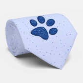Cravate empreinte de patte de chat mousseux - bleu (Roulé)