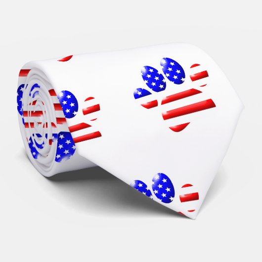 Cravate Empreinte de patte de chien Drapeau américain (Roulé)