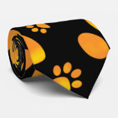 Cravate Empreinte de patte de chien Motif orange jaune (Roulé)