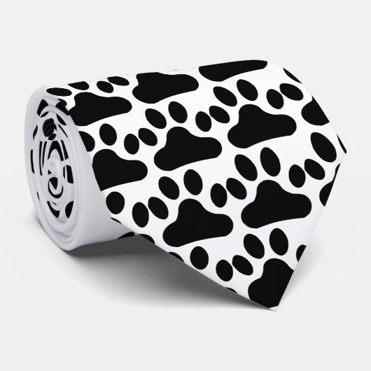 Cravate Empreinte de patte noir (Roulé)