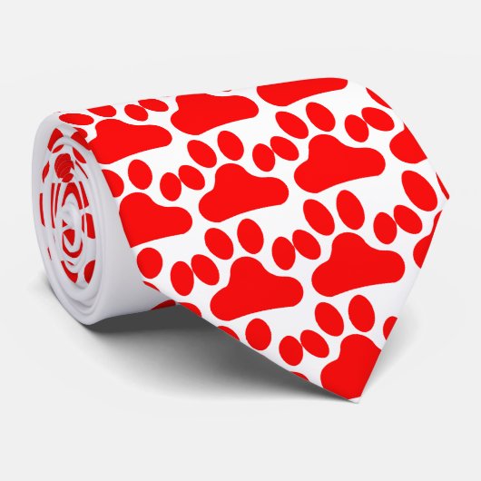 Cravate Empreinte de patte rouge (Roulé)