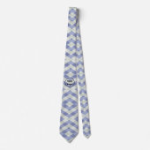 Cravate Empreinte géométrique bleue et blanche (Devant)
