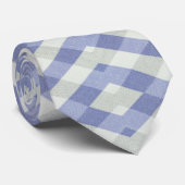 Cravate Empreinte géométrique bleue et blanche (Roulé)
