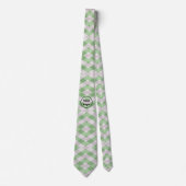 Cravate Empreinte géométrique verte et blanche (Devant)