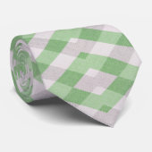 Cravate Empreinte géométrique verte et blanche (Roulé)