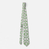 Cravate Empreinte géométrique verte et blanche (Dos)