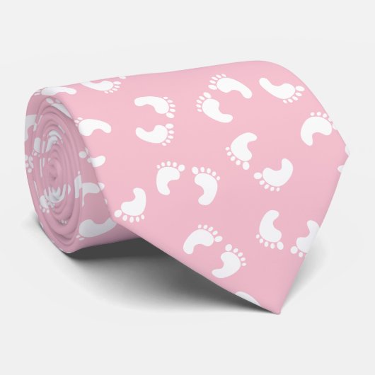Cravate Empreintes Bébé, Pied Bébé, Marches, Fille Rose (Roulé)