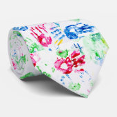 Cravate empreintes de main de peinture de doigt blanc (Roulé)