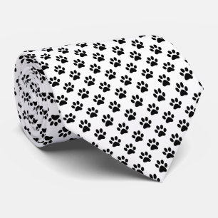 Cravate Empreintes de patte noires sur blanc