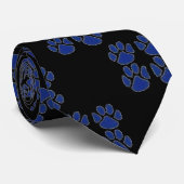 Cravate empreintes de pattes bleus,… - Customisé - (Roulé)