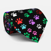 Cravate Empreintes de pattes colorés et dynamiques (Roulé)