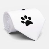 Cravate Empreintes de pattes de chat noir sur blanc (Roulé)