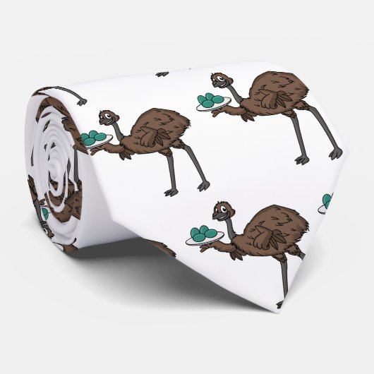 Cravate Emu avec dessin animé d'oeufs (Roulé)