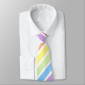 Cravate en bande diagonale blanc Pastel Rainbow (Attaché)