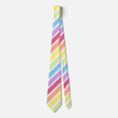Cravate en bande diagonale blanc Pastel Rainbow (Devant)