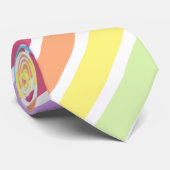 Cravate en bande diagonale blanc Pastel Rainbow (Roulé)