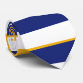 Cravate en bande d'or blanc et de rugby bleu (Roulé)