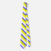 Cravate en bande jaune bleu et blanc collégial (Devant)