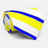 Cravate en bande jaune bleu et blanc collégial (Roulé)