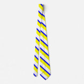 Cravate en bande jaune bleu et blanc collégial (Dos)