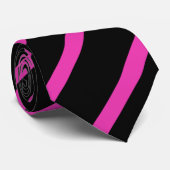 Cravate en bande noire et rose (Roulé)