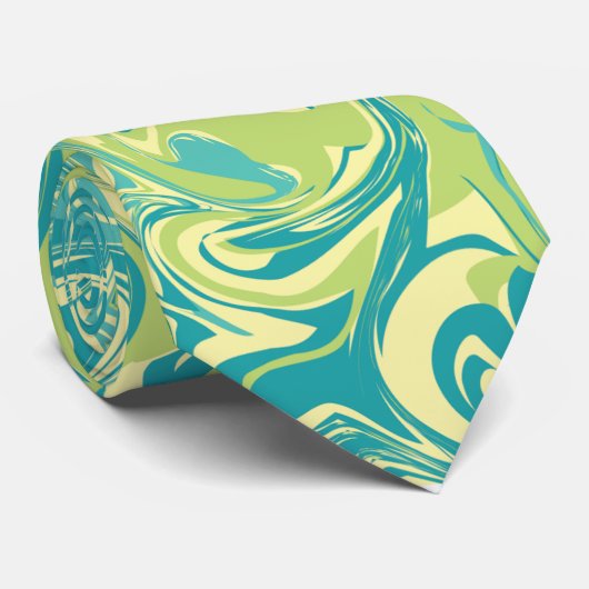 Cravate en eau, vert et marbre jaune (Roulé)